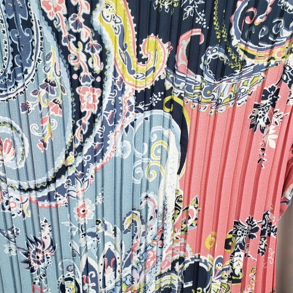 Melissa Paige Colorful Women's Paisley Accordian Fold Shirt Sz XL W/necklace - Picture 7 of 10